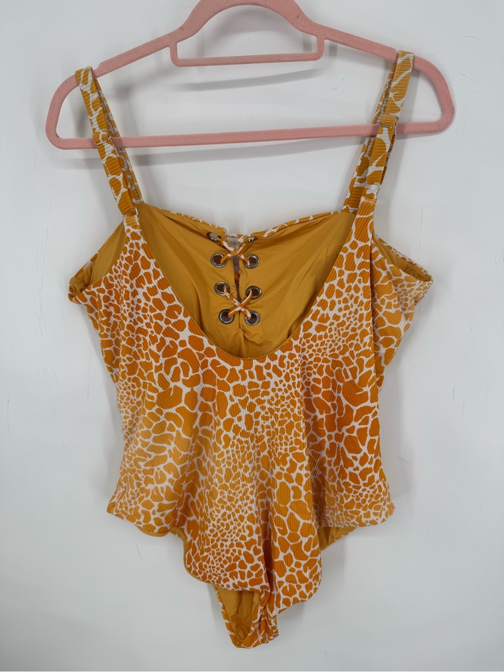 Coastal Waves Animal Print Lace Up Beachcore One Piece Swimsuit Plus Size 2X - Picture 3 of 5